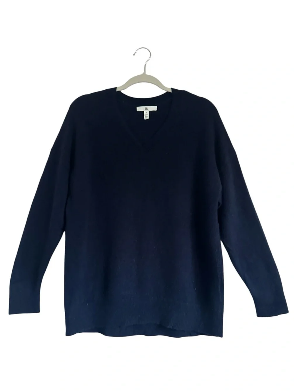 Banana Republic 100% Cashmere V Neck Sweater Navy Blue Preppy Small